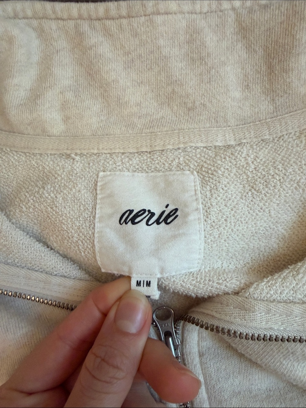 Aerie Chillax Quarter Zip Sweatshirt Cream - Size Medium - Picture 5 of 5